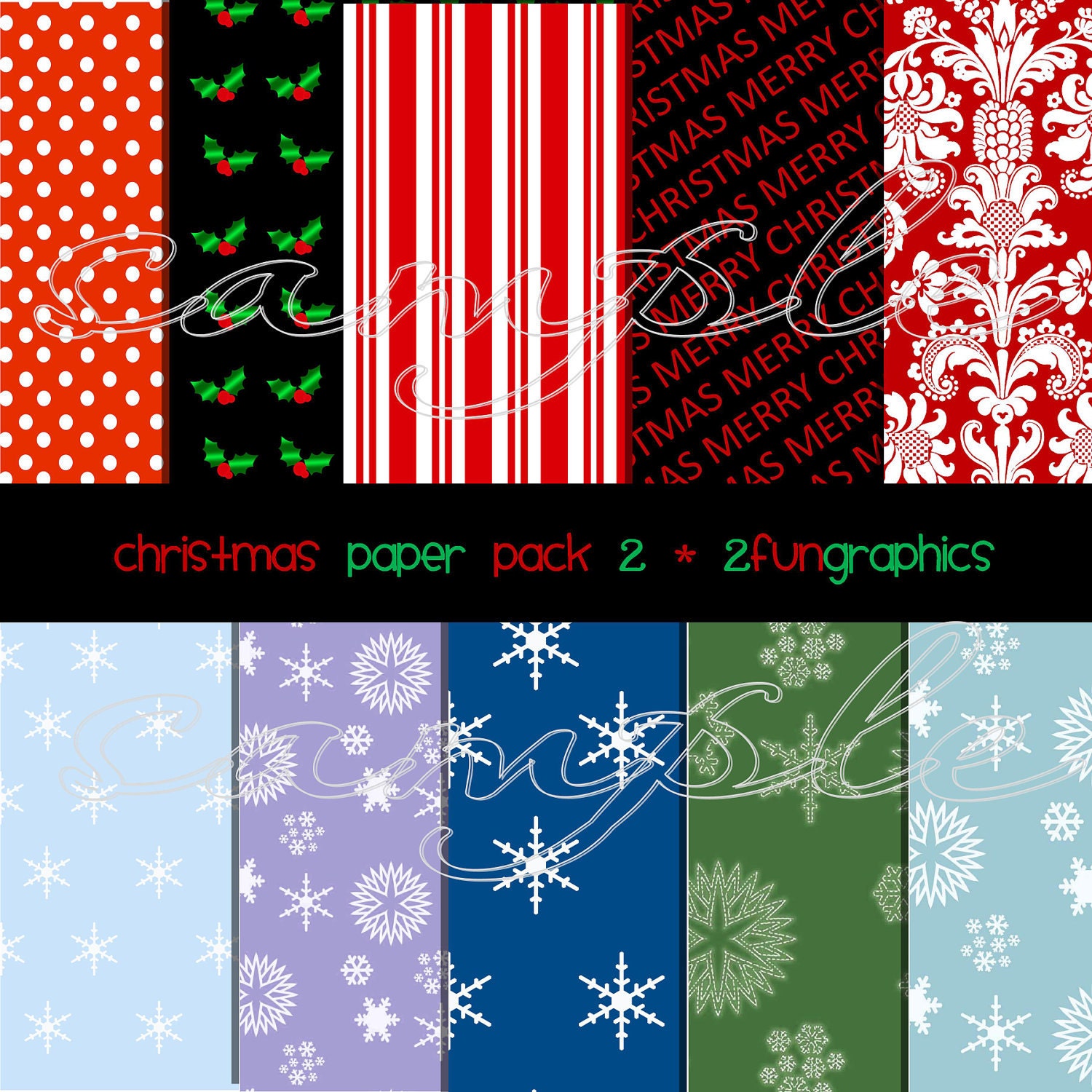 Christmas paper pack 2...digital background sheets..8.5x11.. 10 sheets, personal or small commercial use Il_570xn