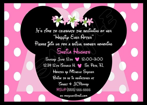 Minnie Mouse Bride bridal shower invitation - DIY you print customized card by 2fungraphics Il_570xn