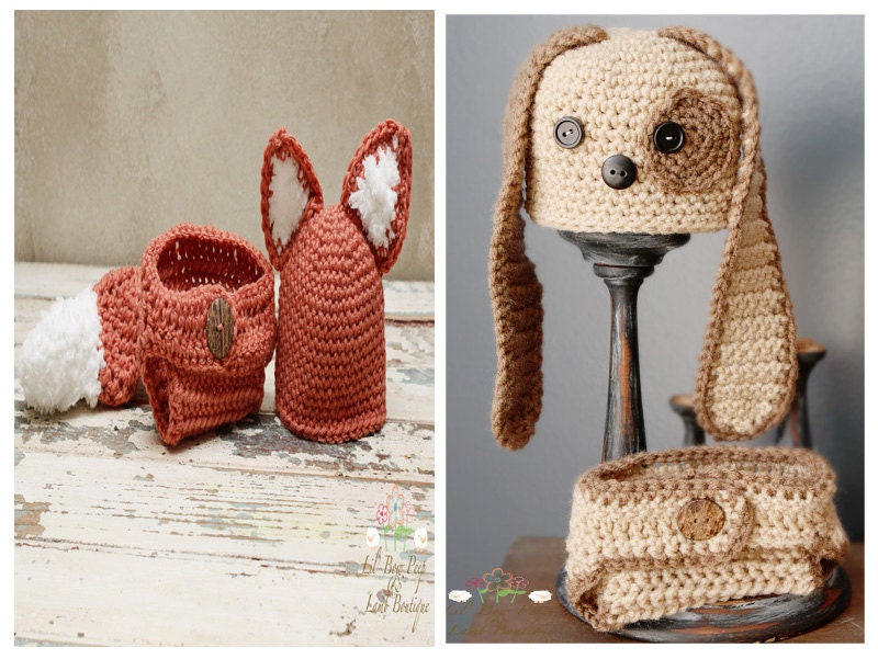 Crochet The Fox and The Hound Hat Set
