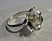 Flower ring sterling silver  ROSE size 7.5