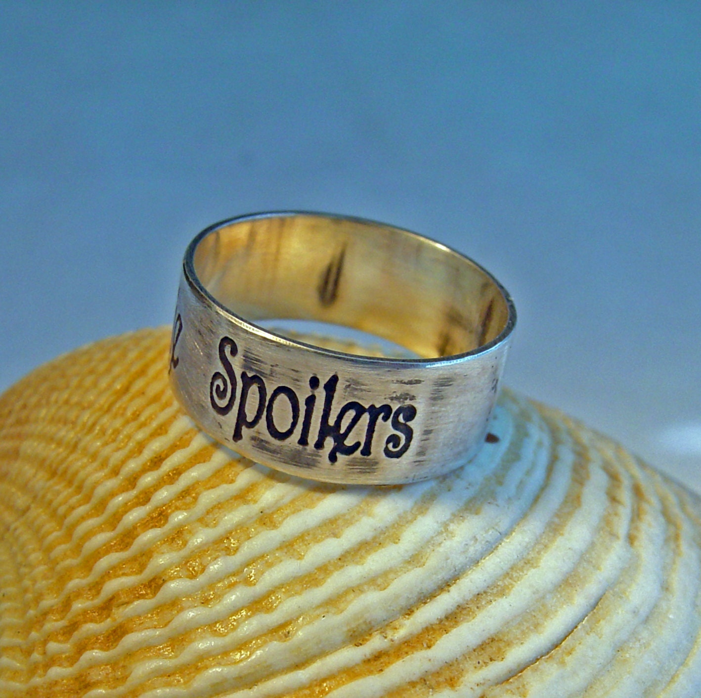 Rings (Two) Custom Personalized His and Hers wedding bands - your choice of inscriptions inside and out sterling silver Oxidized