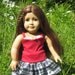 American Girl Doll Clothes Red Lace Tank w/ Silver And Black Plaid Ruffle Skirt