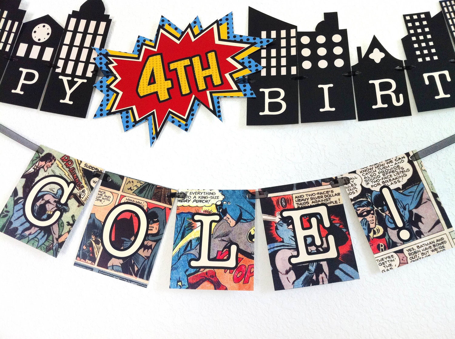 Vintage Comic SPIDERMAN or BATMAN BANNER. Two banners included. Printable .pdf file.