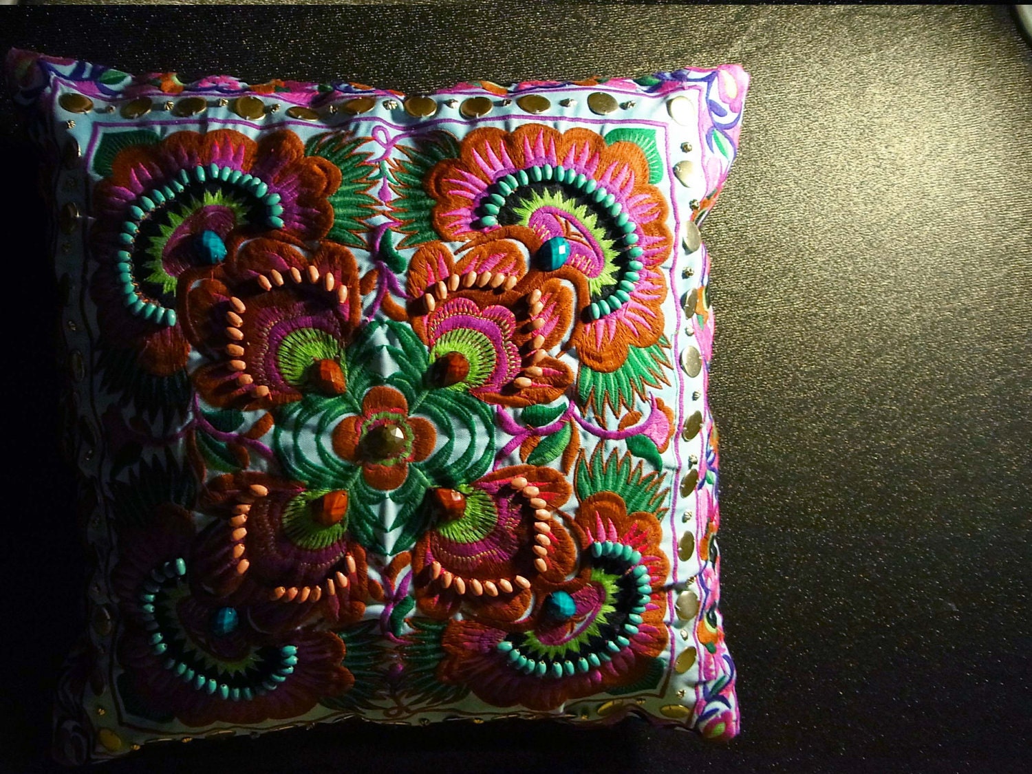 Colorful embroidery Pillow case, hippie ethnic style