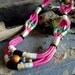 RESERV ELLIE Fiber Optix-Neon rope, Fiber and Beaded Long Statement Necklace-Pink/Mint