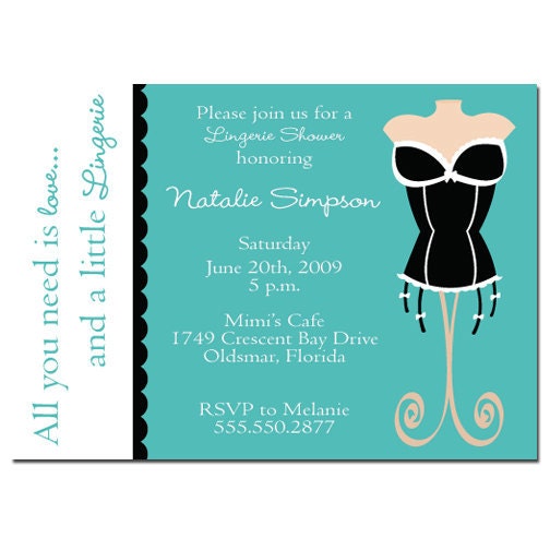 Lingerie Corset - Bridal Shower or Bachelorette Invitation - Tiffany Blue Teal