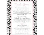 Pink and Black Damask Invitation