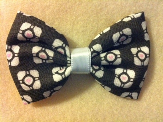 Portal - Companion Cube Fabric Hair Bow -BACK IN STOCK-