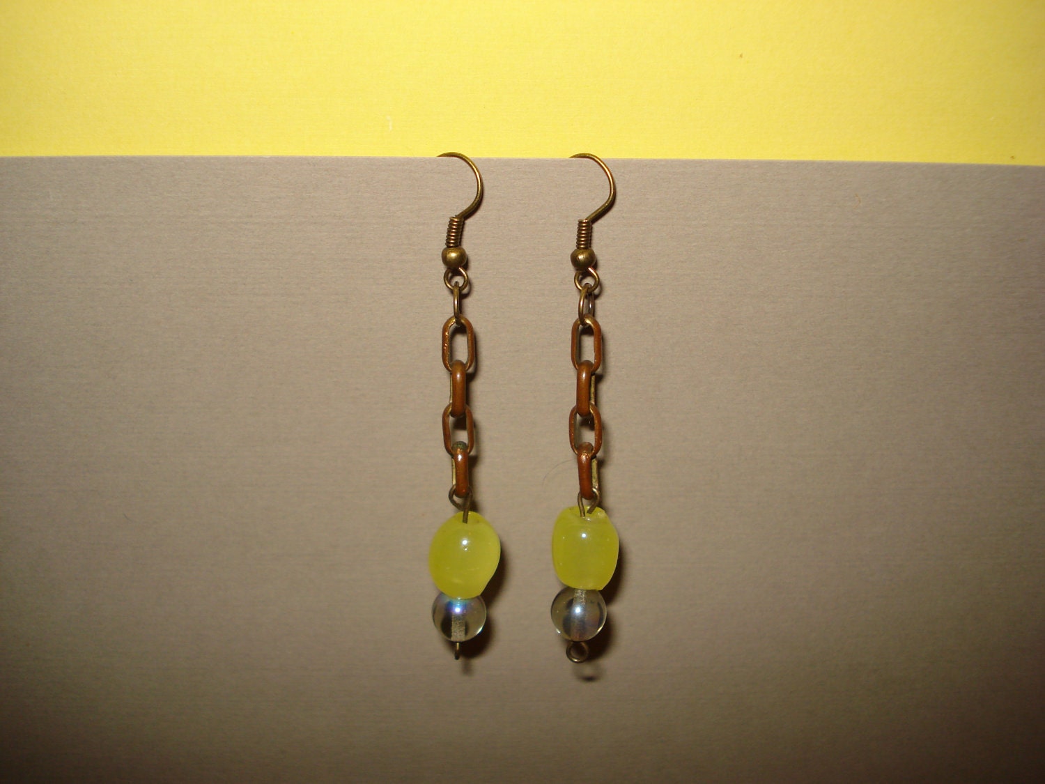 Handmade vintage glass earrings,Old Faishoned Lemon Drop, Vintage Infused Earrings, OOAK