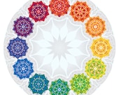 Around in a Circle (8" x 8" square geometric print of rainbow color wheel design)