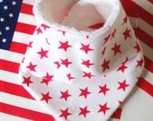 Baby Bandana Dribble Bib - Bamboo & White with Red Star Jersey - A Baby Gift Idea from Cwtch Bugs..