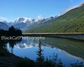 Mountain Lake picture, Canada, Nature Photography, water reflection, sky blue 8x12 print, blue decor, sunny scenic Rocky mountain landscape