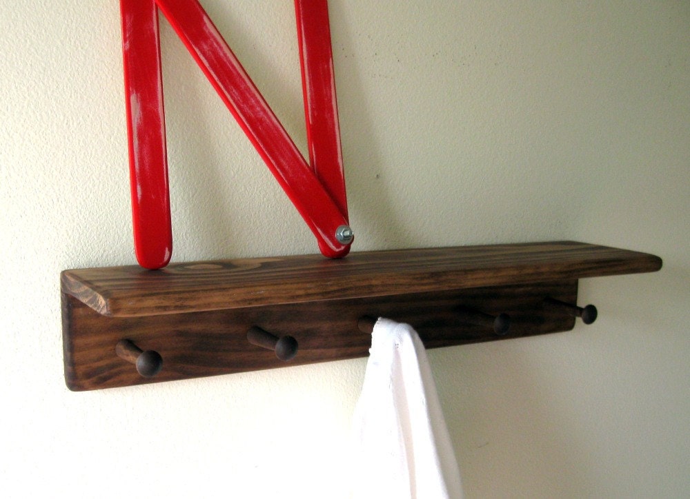 dark brown shelf MeDiuM PeG SHeLF by Wreckd on Etsy ..Walnut stain...