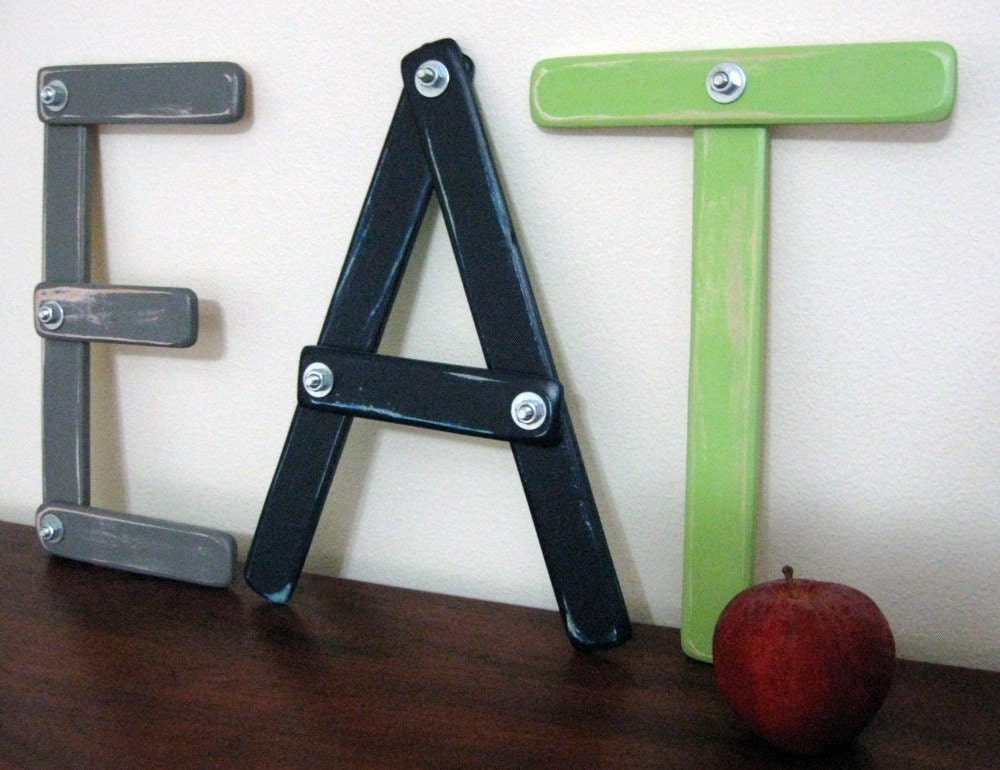 large Letter home decor wedding ... three LaRGe Letters E A T .. you choose colors