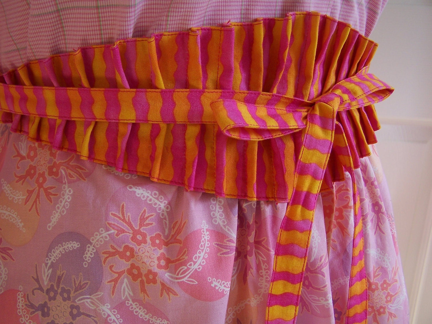 Obi Women's Half Apron, Spring Passion Apron, Hot pink and Orange,  Ready to ship