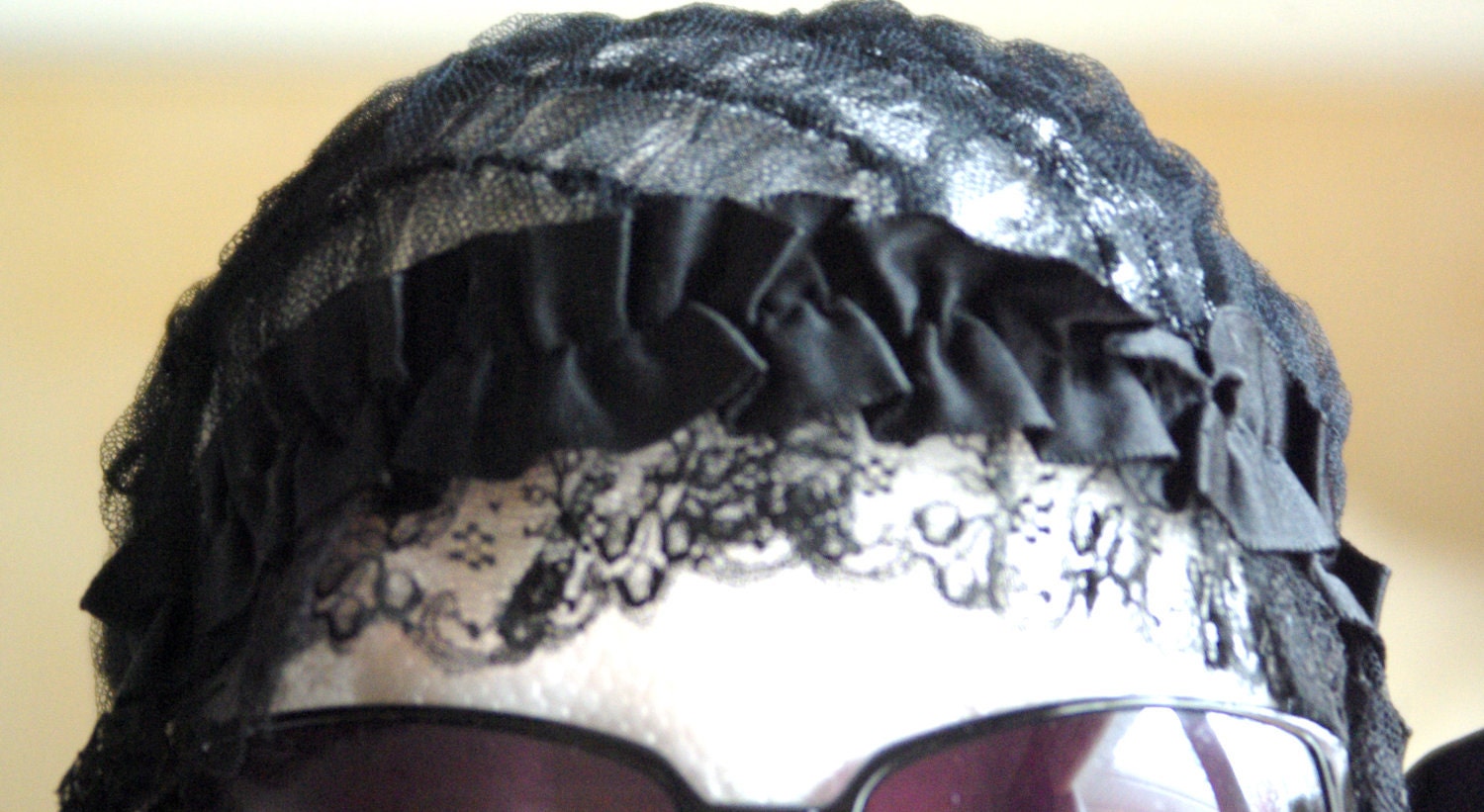 Vintage Flapper Lace Bonnet, Lace Skull Cap,Daisy,Great Gatsby
