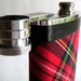 Vintage Red Plaid Flask, Stainless Steel, Made in England. 6oz.