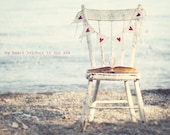 Sea Photo Art Print Ocean Hearts Vintage Chair Burlap Bunting Anqitue Book - 8 x 12