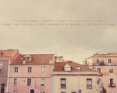 Rustic Houses Photo Art Print Pink Lisbon Portugal (Version 3) - 8 x 12