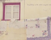 Clothesline Photo Art Print Clothes Hanging Dry Lisbon Portugal Travel Pink Yellow Purple Violet - 8 x 12