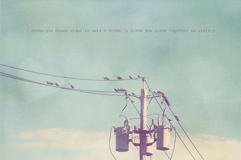 Birds Electric Wire Photo Art Print Power Summer Skies (Version 2) - 8 x 12