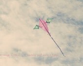 Kite Photo Art Print Pink Green Fly Wind String - 8 x 12