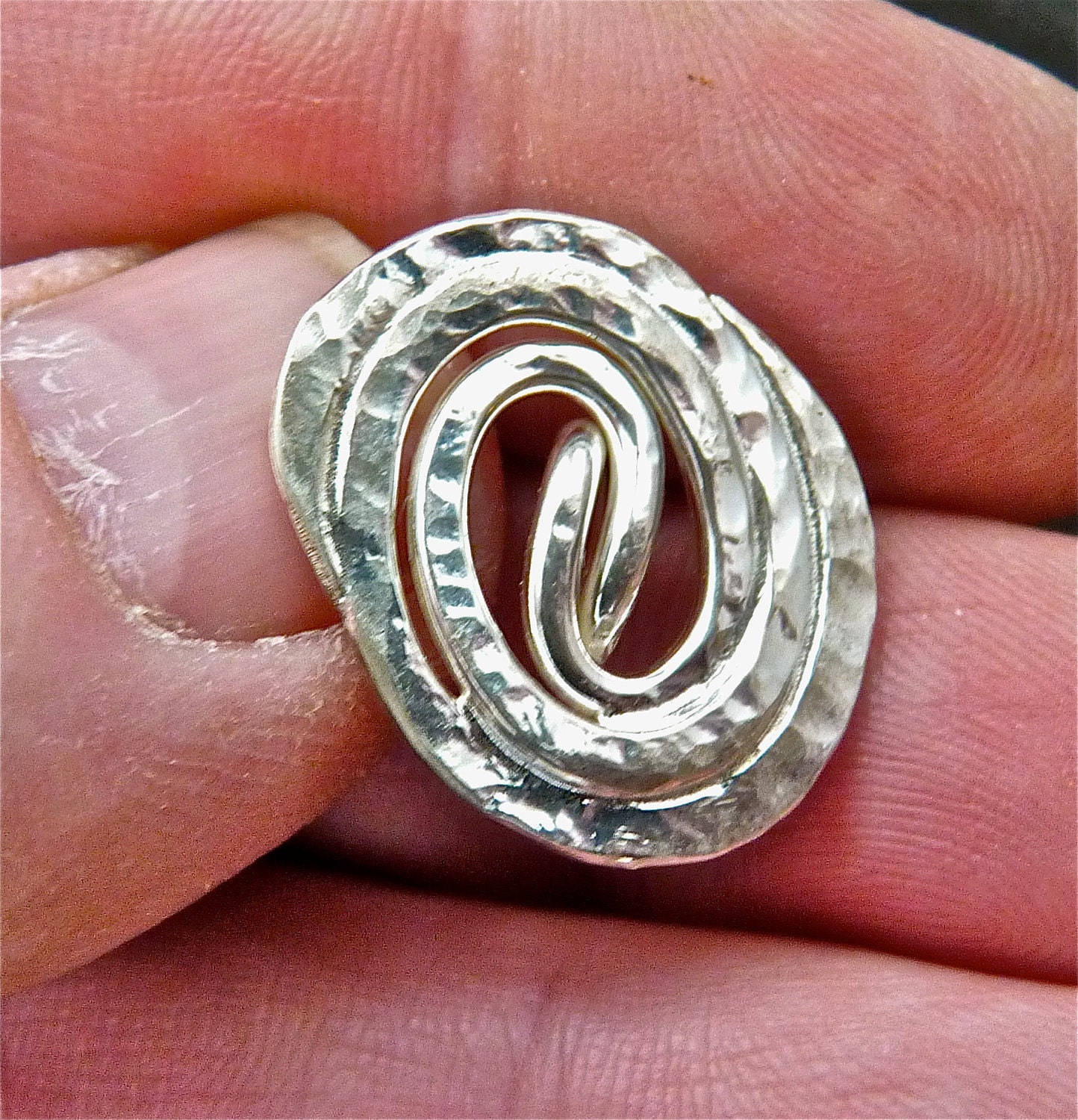 Large sterling silver button handmade findings by Fireforgedstudio jewelry supplies