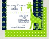 NAVY and LIME GIRAFFE Birthday Invitation, Printable by Libby Lane Press Il_170x135