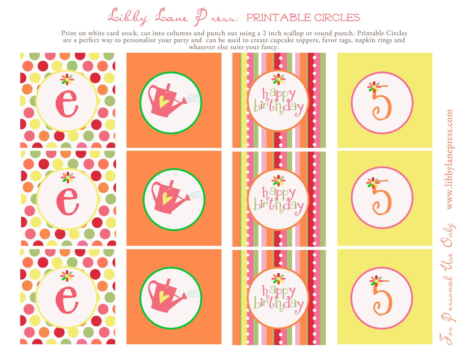 Garden Party Collection: Printable Party Circles Il_570xn