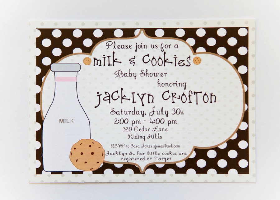 Milk and Cookies Baby Shower Invitation, Custom and printable Il_570xn