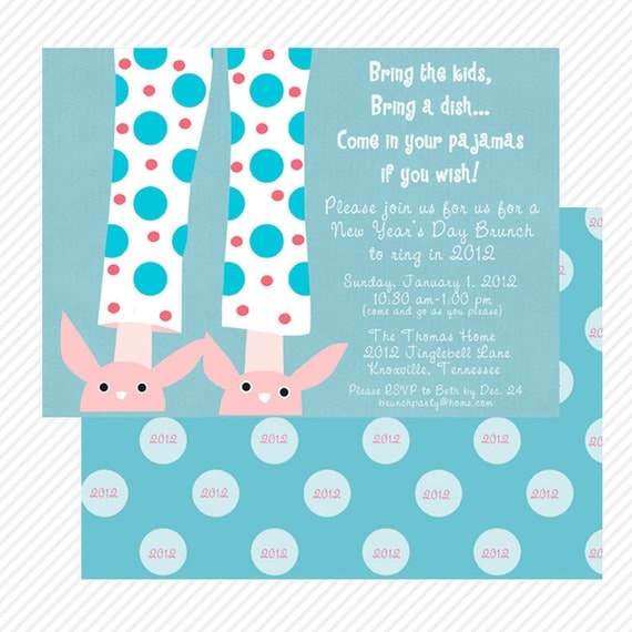 BRUNCH invitation, PAJAMAS, PRINTABLE by Libby Lane Press Il_570xn