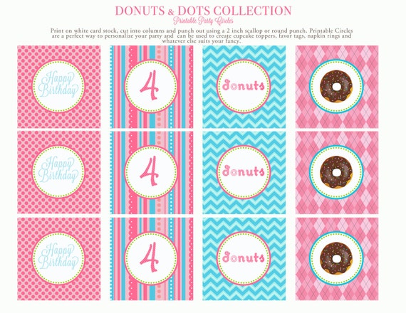 DONUTS & DOTS PRINTABLE Party Circles - Libby Lane Press Il_570xn