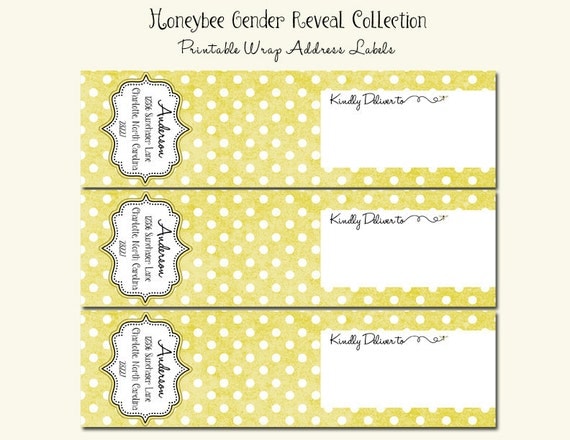 Honeybee Gender Reveal PRINTABLE Wrap Around Address Labels Il_570xn