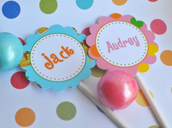 PANCAKES & Pajamas TWINS PRINTABLE Party Circles - Libby Lane Press Il_570xn