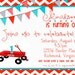 RED WAGON Birthday Invitation, Red and Blue, PRINTABLE by Libby Lane Press