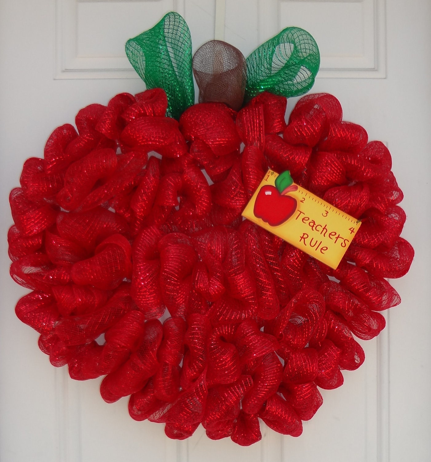 Teacher Appreciation Apple Mesh Wreath