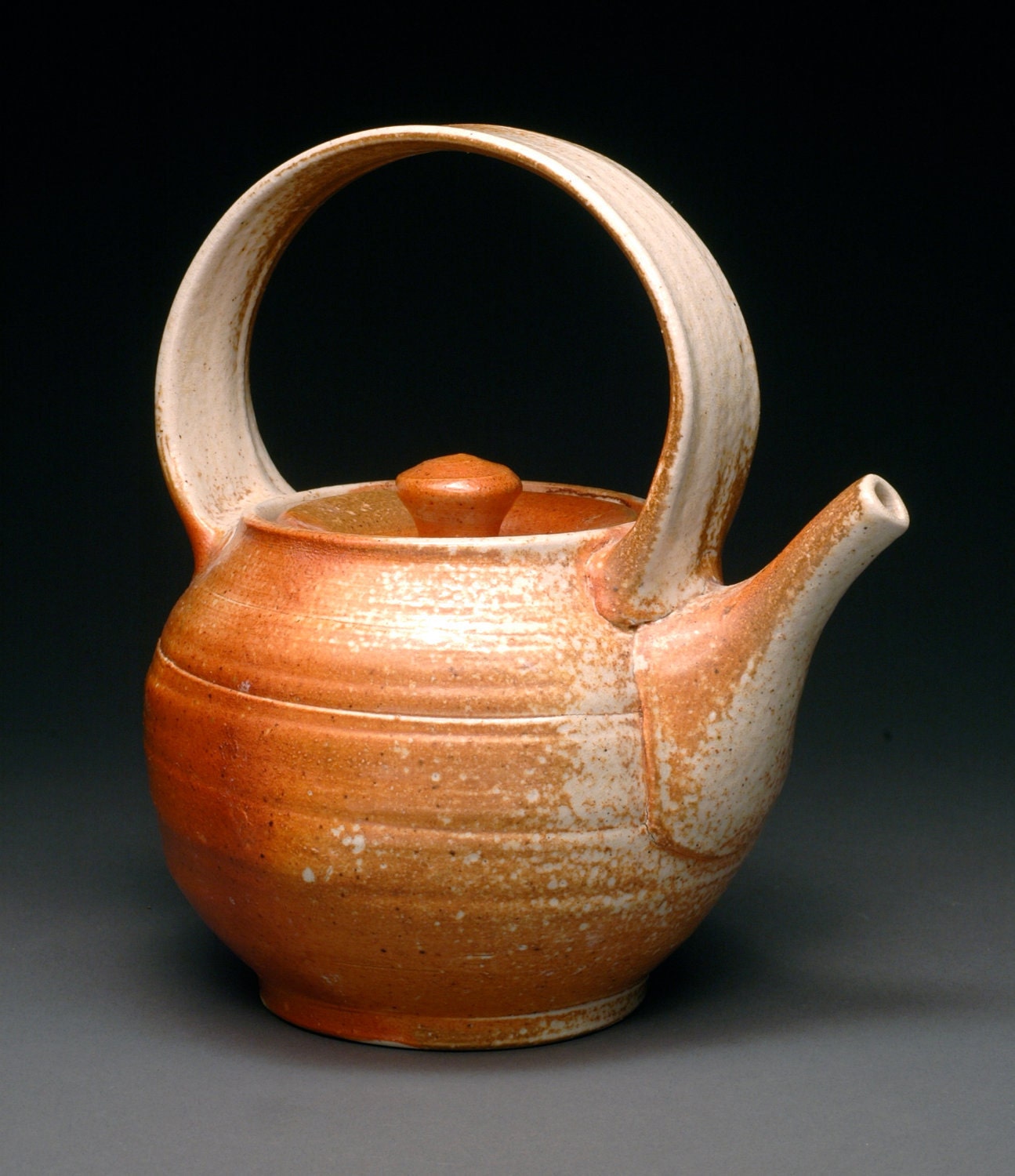 Wood/Salt Fired Orange Teapot (T1)