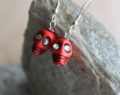 Hot Orange "Day of the Dead" Skull Earrings