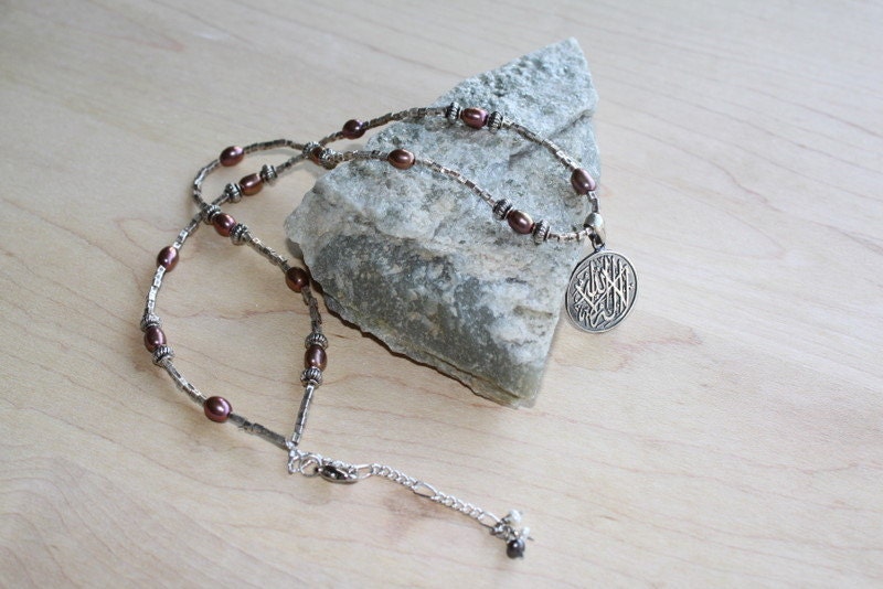 Bronze Pearl and Silver Oriental Necklace