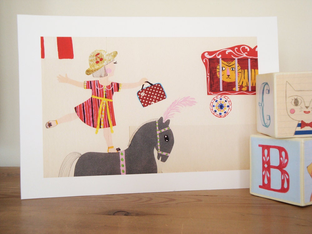 Circus Illustration art print - Circus horse