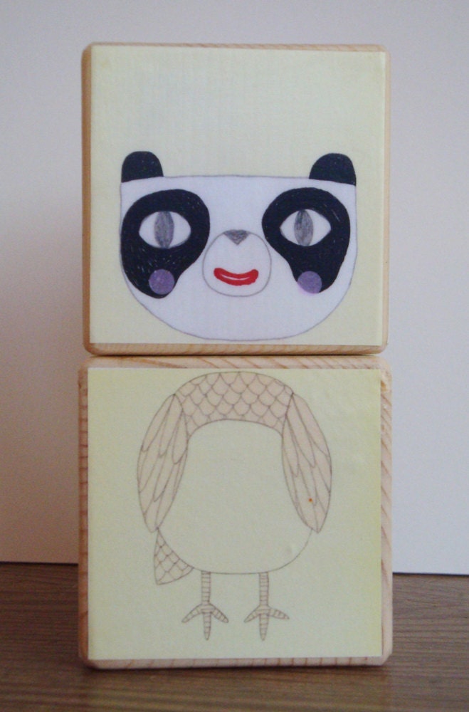 Wooden Blocks - animal mix and match
