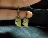 Antiqued Brass Bronze Angel Wing Dangle Earring - you are my angel