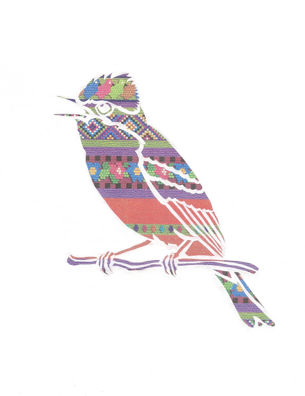 PRINT from an Original Papercut - Vermilion Flycatcher