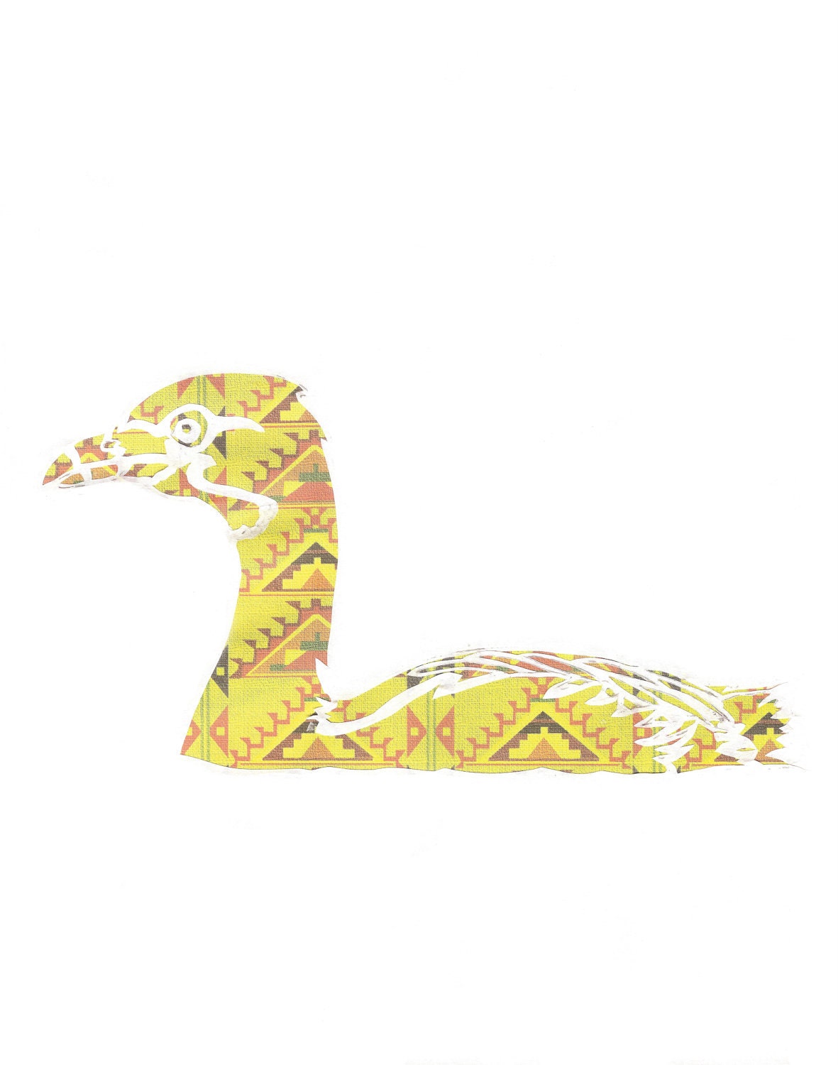 Bird PRINT from an Original Papercut - Grebe