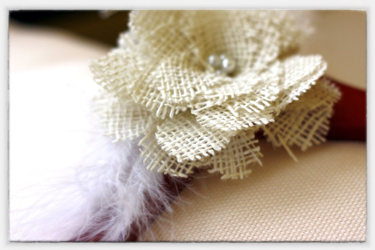 Wedding Dress Hanger with Burlap Flower - Cherry Finish Custom Bridal Hanger