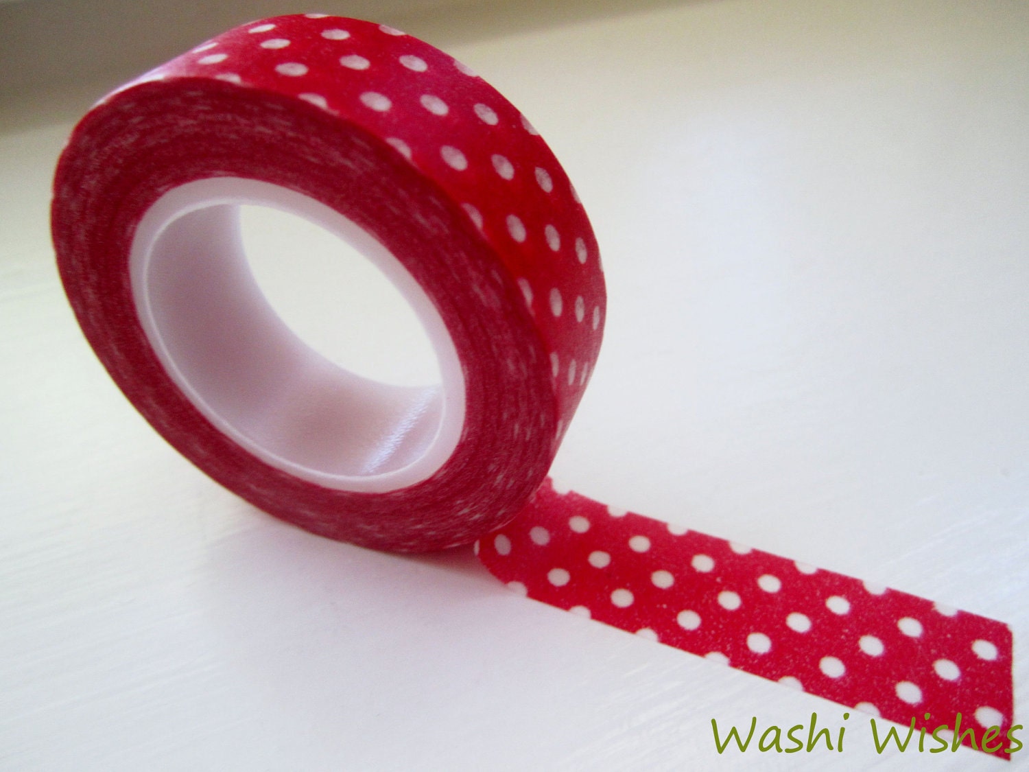 Japanese Washi Tape Roll in Red Polka Dot