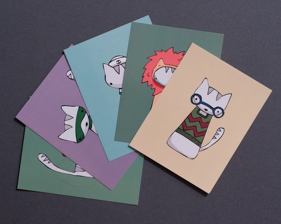 10 Cat Character Postcards