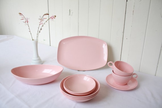 Pink Vintage Melmac Windsor Set 1950s Melamine Retro Deco Mid Century Modern