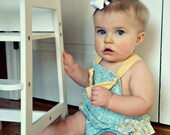 The Robin Sunsuit -  Retro Knot Ruffled Sunsuit Romper for girls yellow blue Easter Spring
