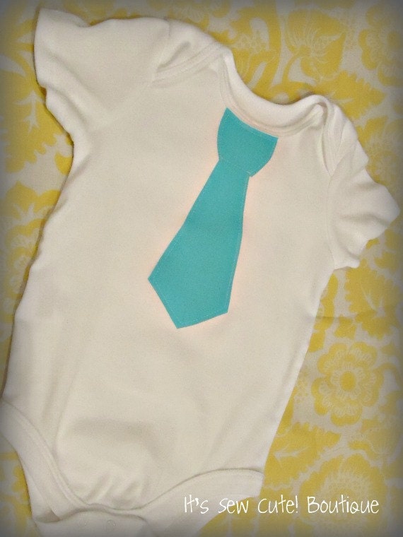 Boys Aqua Tie Onesie